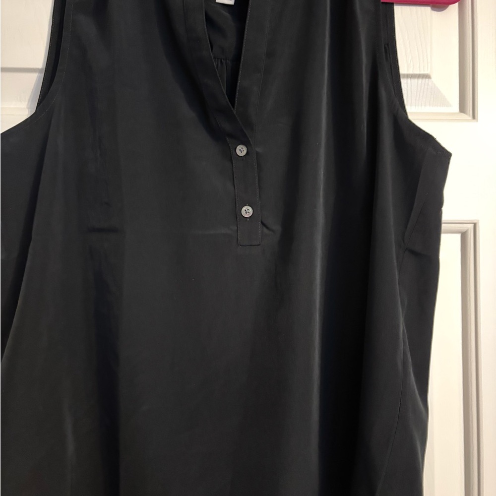 J. Crew Black Sleeveless Blouse with Mandarin Collar